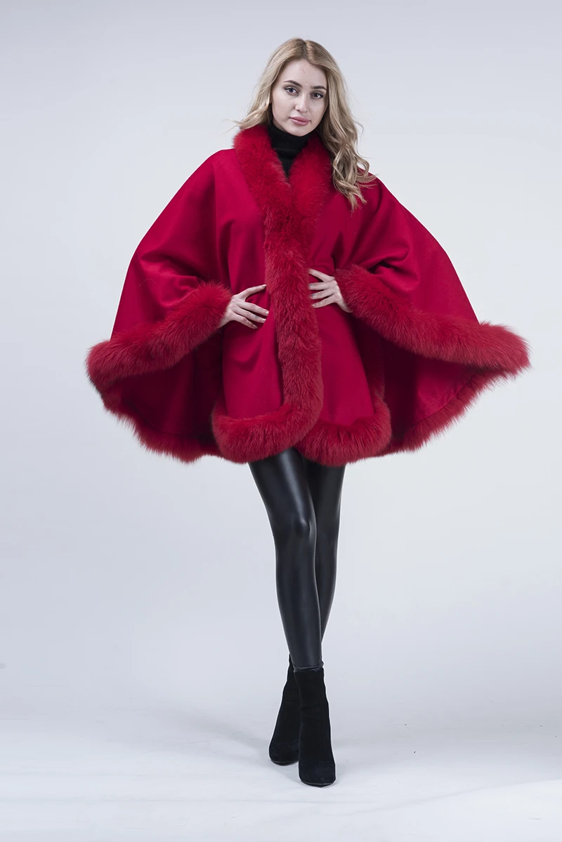 Cashmere Wrap with Fur Trim