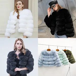 Classic Color Scheme Of Women's Real Fox Fur Short Coat