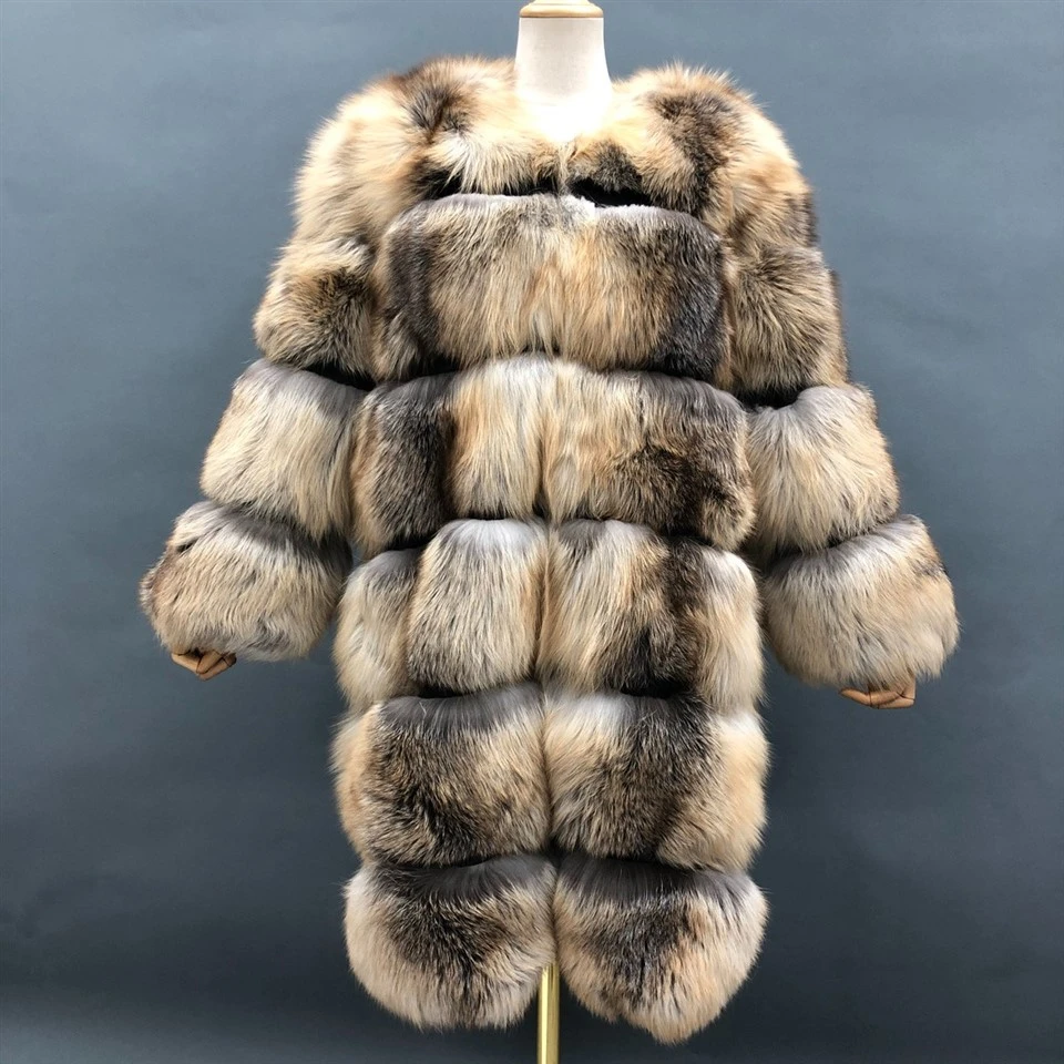 Long Red Fox fur Coat suppliers