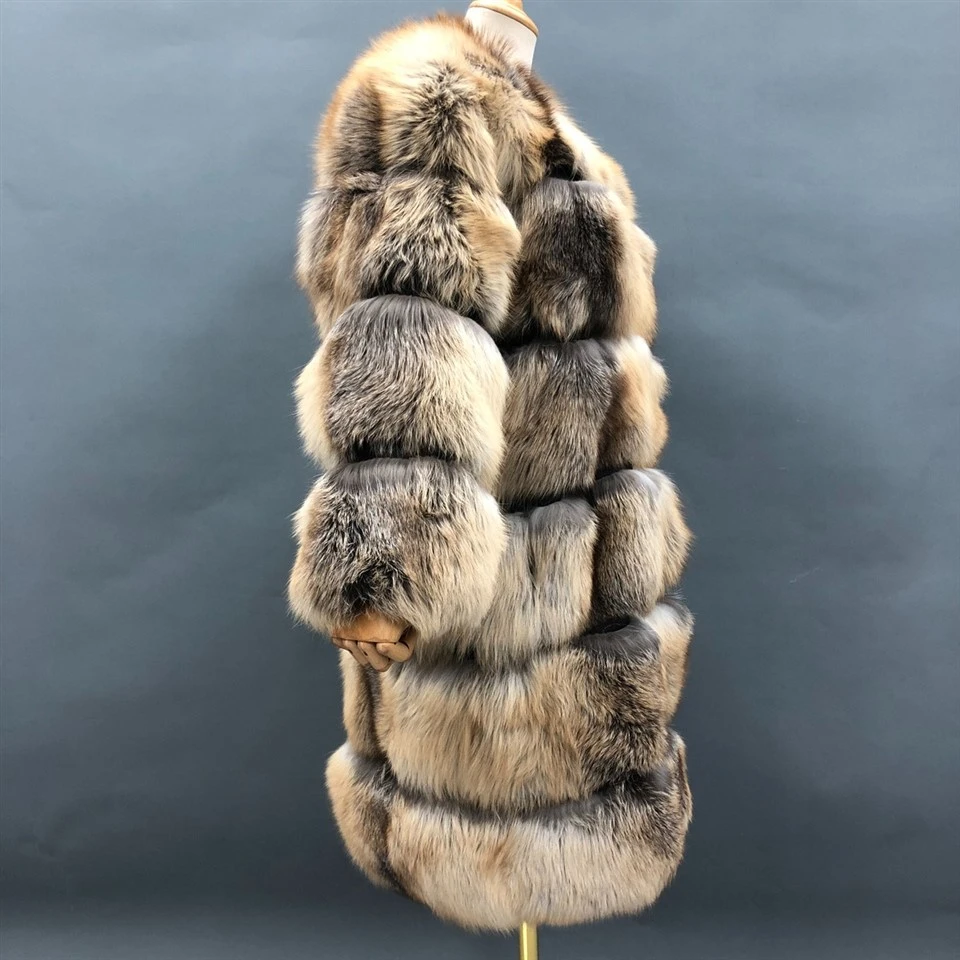 Long Red Fox fur Coat factory