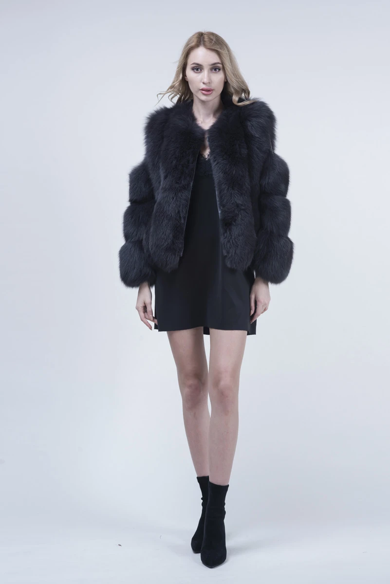 Navy Blue Fox fur Coat