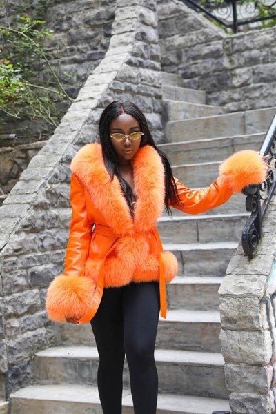 Leather And Fox fur Jacket
