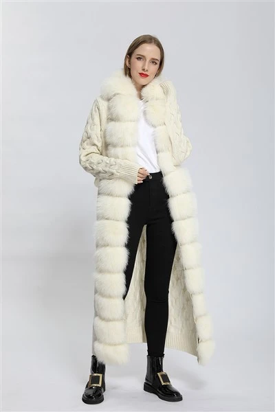 Long Fur Trim Cardigan